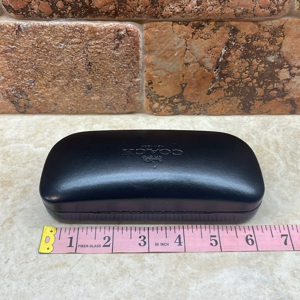 Coach Black Hard Case Eyeglasses Leather Look Logo Sunglasses Eyewear